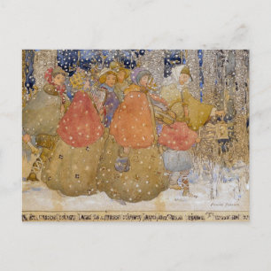 Vintage Annie French "Christmas Caroling "  Postcard