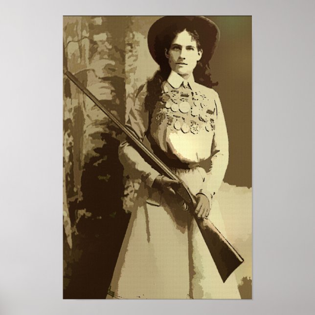 Vintage Annie Oakley Oil Grunge Canvas Print (Front)