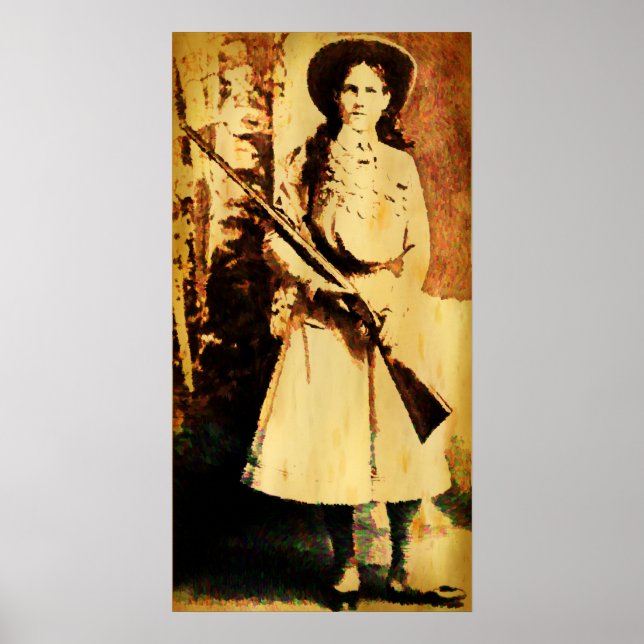 Vintage Annie Oakley Oil Grunge Poster (Front)