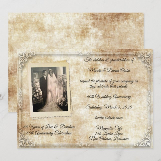 Vintage Anniversary Celebration Invitation (Front/Back)