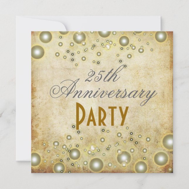 Vintage Anniversary, Champagne Bubbles Invitations (Front)
