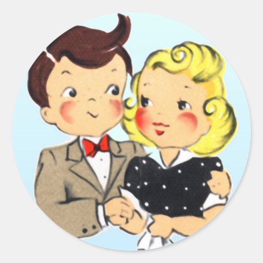 Vintage Anniversary Couple Classic Round Sticker