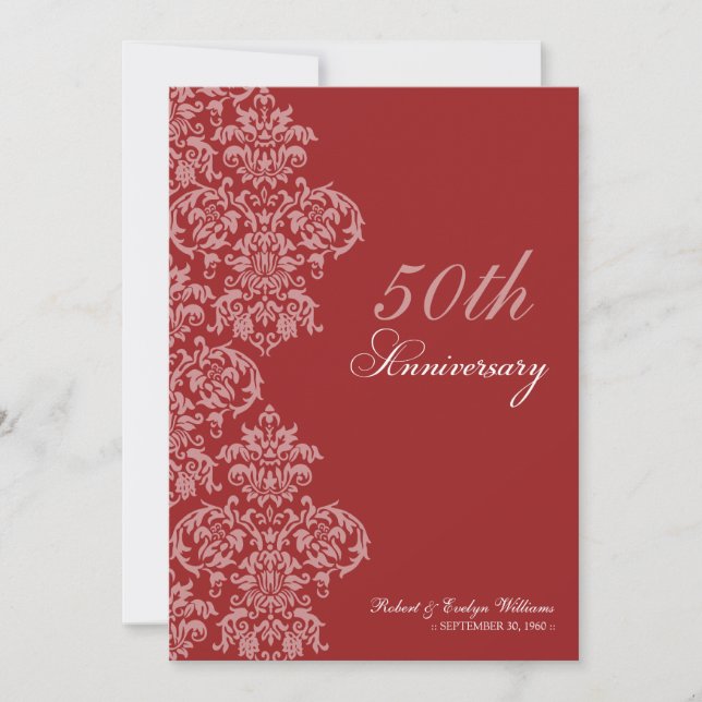 Vintage Anniversary Party Custom Invitation (red) (Front)