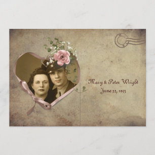 Vintage Anniversary Postcard Open House Invitation