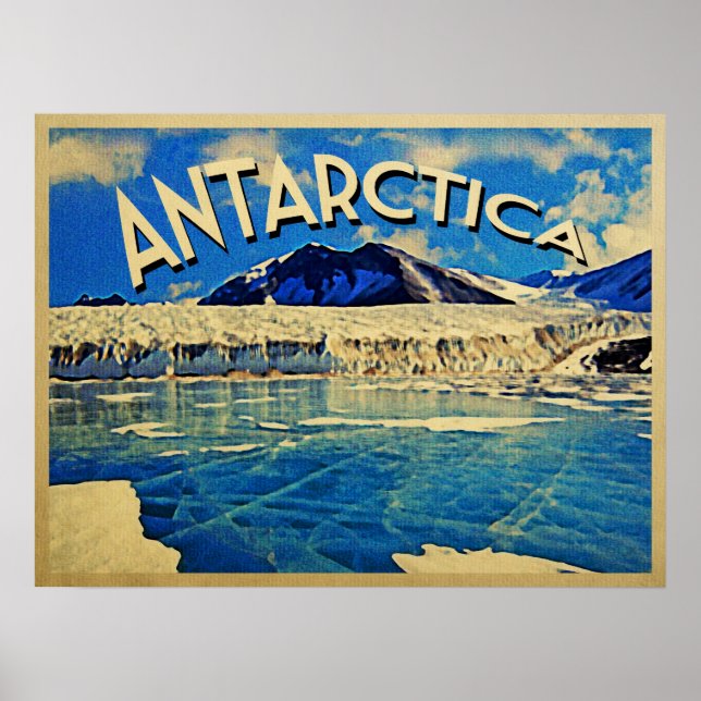 Vintage Antarctica South Pole Poster (Front)