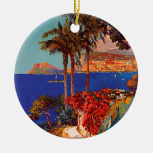 Vintage Antibes Cote D'Azur Travel Ceramic Tree Decoration