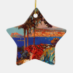 Vintage Antibes Cote D'Azur Travel Ceramic Tree Decoration