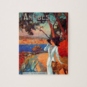 Vintage Antibes Cote D'Azur Travel Illustration Jigsaw Puzzle