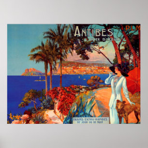 Vintage Antibes Cote D'Azur Travel Poster