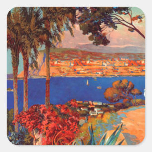 Vintage Antibes Cote D'Azur Travel Square Sticker