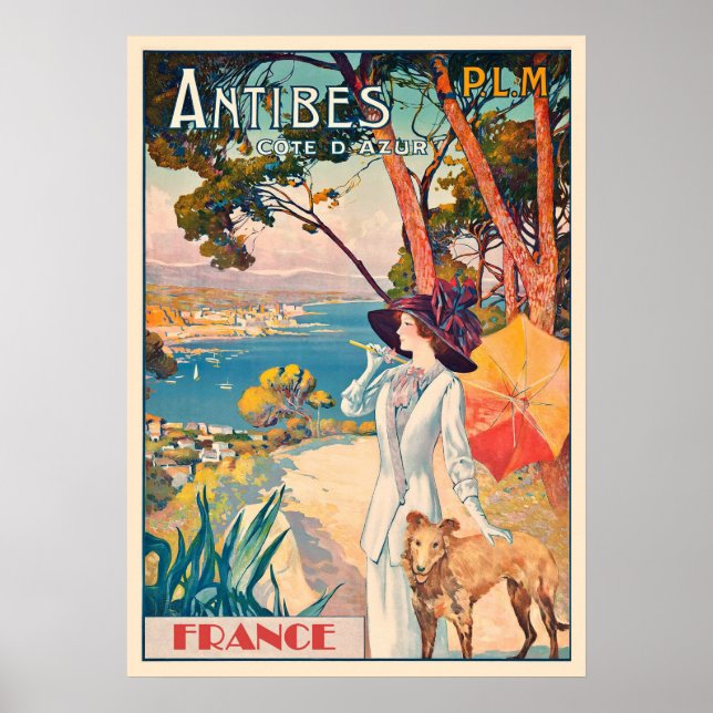 Vintage Antibes France David Dellepiane Travel Poster (Front)