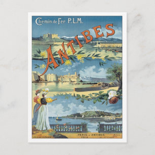 Vintage Antibes Mediterranean Postcard