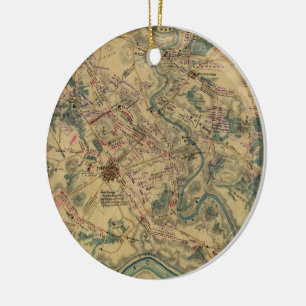 Vintage Antietam Battlefield Map (1862) Ceramic Tree Decoration