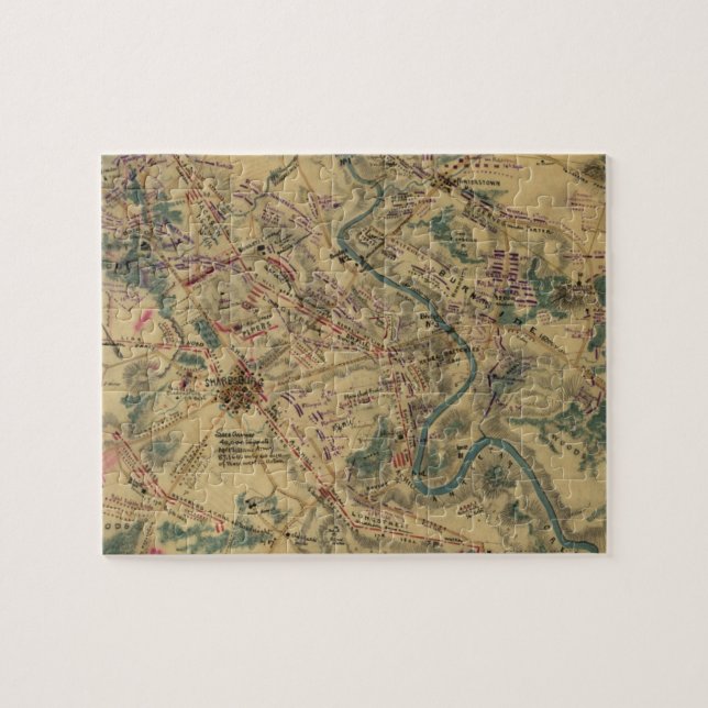 Vintage Antietam Battlefield Map (1862) Jigsaw Puzzle (Horizontal)