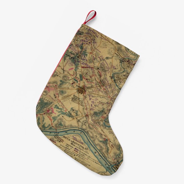 Vintage Antietam Battlefield Map (1862) Small Christmas Stocking (Front (Hanging))