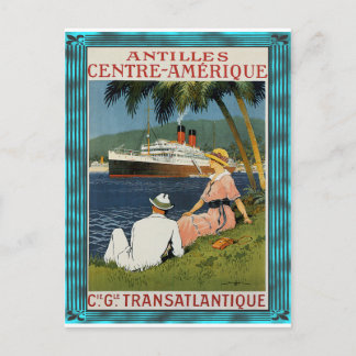 Vintage Antilles Cruise Art Postcard