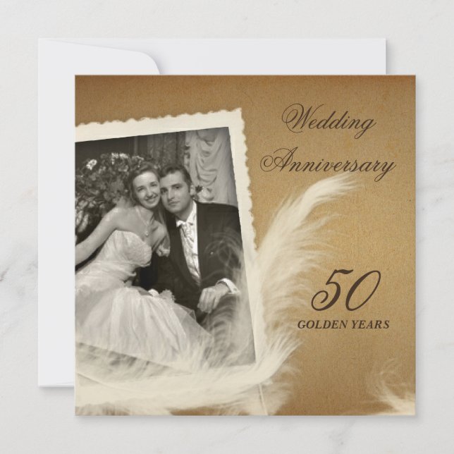 Vintage Antique 50th Anniversary Photo Invitations (Front)