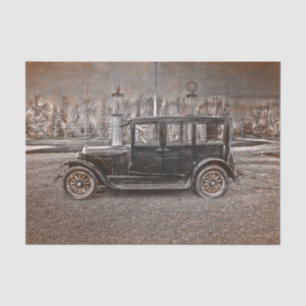 Vintage Antique Aged Sepia Black Old Rustic Car Tissue Paper