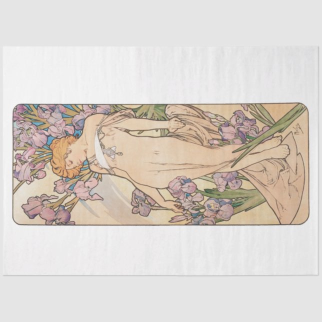 Vintage Antique Alphonse Mucha Art Nouveau  Tissue Paper (Front)