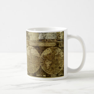 Vintage antique and rustic, world Maps Coffee Mug