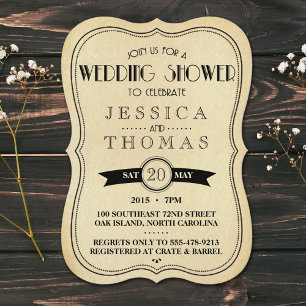 Vintage Antique Art Deco Couple's Wedding Shower Invitation