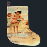 Vintage Antique Beach Boy Girl Children Fine Art Small Christmas Stocking<br><div class="desc">At the Beach - An antique fine art print of Victorian beach children playing in the sand. A seashore fine art print graphic artwork.</div>