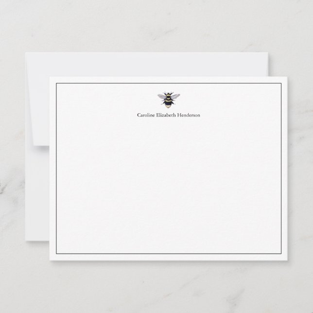 Vintage Antique Bee Minimal Personalised Card (Front)