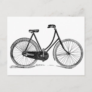Vintage Antique Bicycle Silhouette Illustration Postcard