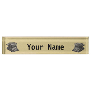 Vintage Antique Black Old Fashioned Typewriter Nameplate