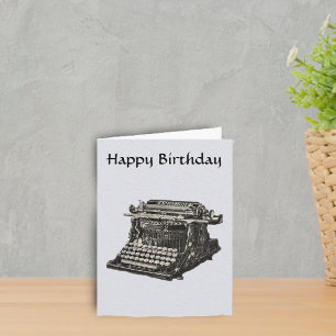 Vintage Antique Black Old Typewriter Birthday Card