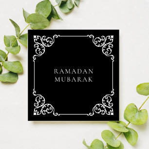 Vintage Antique Black White Frame Ramadan Mubarak Holiday Card