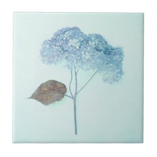 Vintage Antique Blue Hydrangea Country Floral Tile