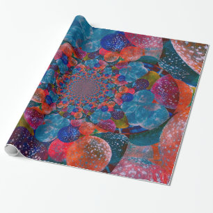 Vintage Antique Blue Red Abstract Balloons Wrapping Paper