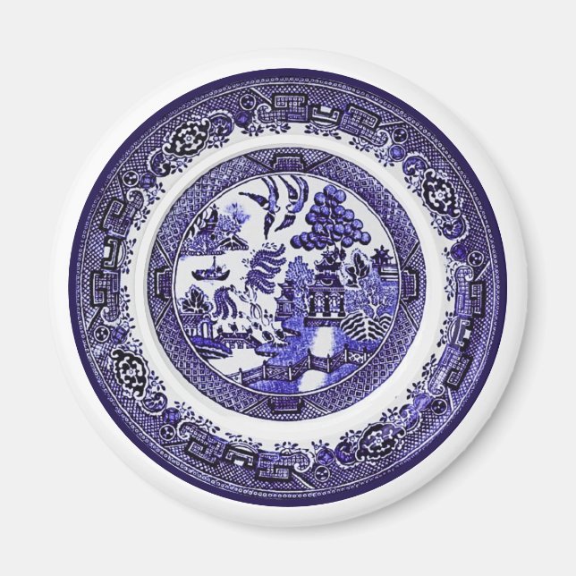 Vintage Antique Blue Willow Pattern circa 1790  Magnet (Front)