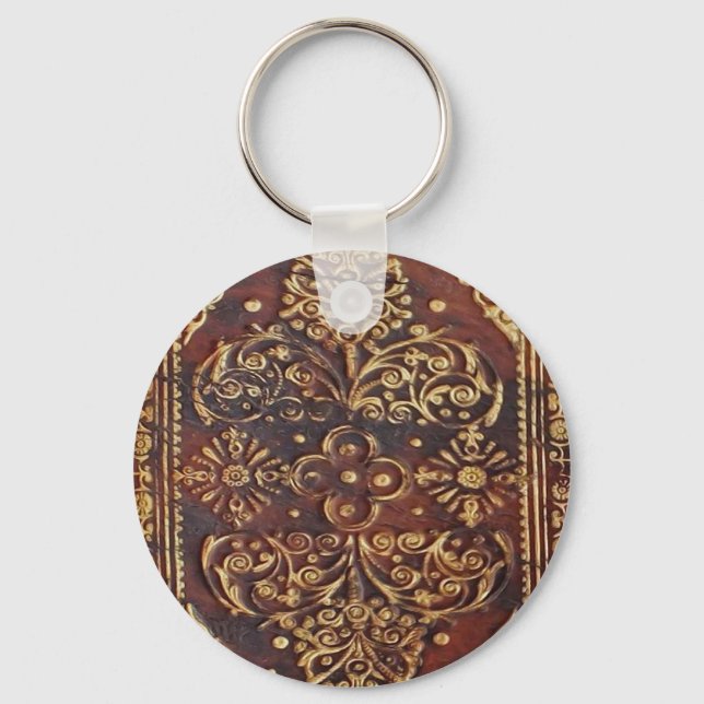 Vintage Antique Book Image Key Ring (Front)