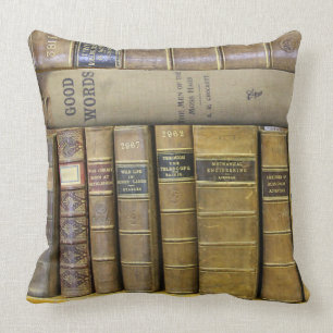 Vintage Antique Book Library Collection Cushion