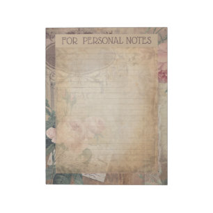Vintage antique botanical abstract ephemera  notepad