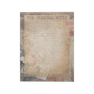Vintage antique botanical abstract ephemera notepad