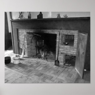 Vintage Antique Brick Oven 1700's Black And White Poster