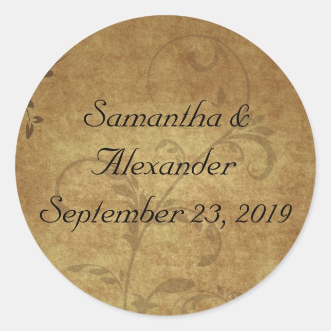 Vintage Antique Brown Swirl Matching Envelope Seal (Front)