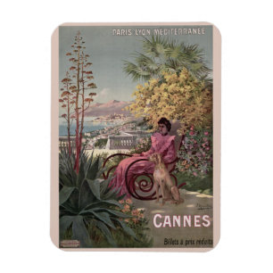 Vintage antique Cannes French travel advert Magnet