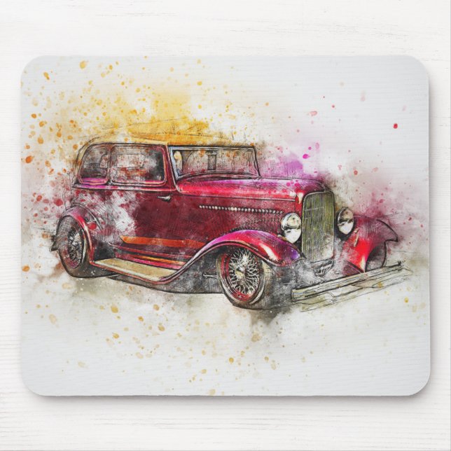 Vintage Antique Car Mouse Mat (Front)