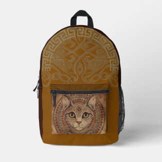 Vintage, Antique Cat, Ancient Greece Style, Orange Printed Backpack