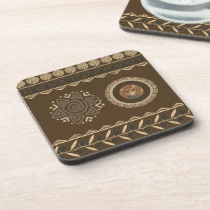 Vintage, Antique Cat, Ancient Motif Art Coaster