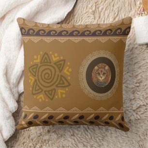 Vintage, Antique Cat, Ancient Motif Art Throw Pill Cushion