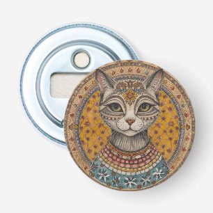 Vintage, Antique Cat and Motif Pattern Keychain Bottle Opener