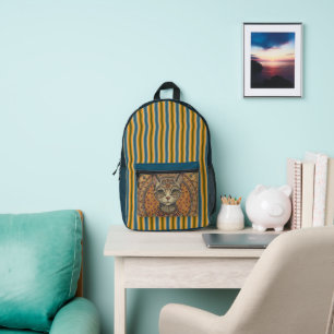 Vintage, Antique Cat and Motif Pattern Printed Bac Backpack