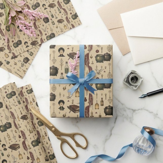 Vintage Antique Cauldrons Lanterns Spellbook Magic Wrapping Paper (Vintage Antique Cauldrons Lanterns Spellbook Magic Wrapping Paper)