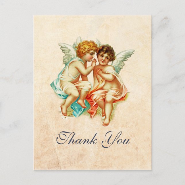 Vintage Antique Cherub Angels Drawing Thank You Postcard (Front)