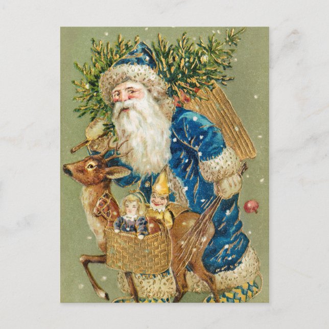Vintage Antique Christmas Card Santa (Front)